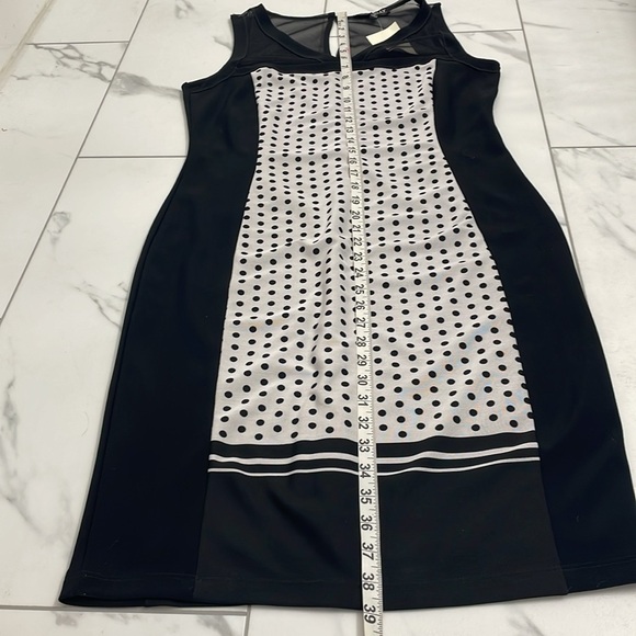 Picadilly Sleeveless Lite Grey/Black Sheath Dress Sheer shoulders & Back Sz.M - Picture 13 of 14